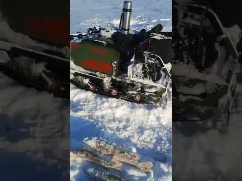 Рыбалка на мотобуксировщике IKUDZO с лыжным модулем